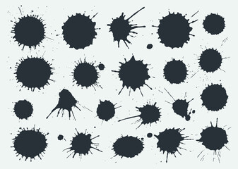 Set of black ink blots