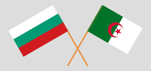 Crossed flags of Algeria and Bulgaria