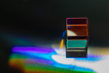 Color square crystal with rainbow