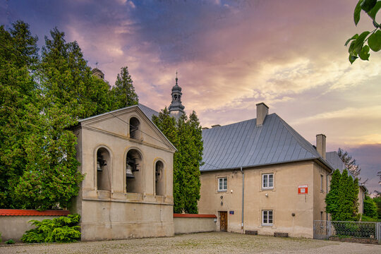 Historic church in the city of Widawa, Poland