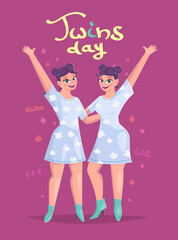 Twins day vector illustration