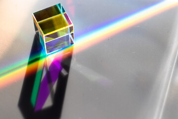 Color square crystal with rainbow