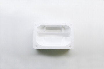 Styrofoam box  on white background, Sao Paulo, Brazil