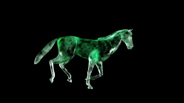 Green jade horse running, seamless loop