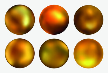Set of gold 3d balls