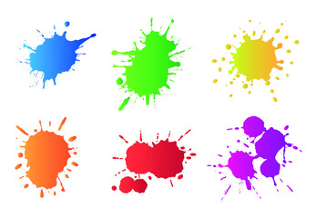 Set of colorful ink splashes.
