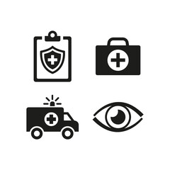 Medical icons set on white background.