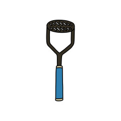 potato pusher doodle icon, vector color illustration