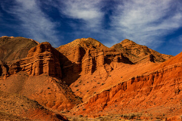 landscape, desert, canyon, rock, nature, mountain, sky, red, travel, kyrgyzstan, suluu terek, mountains, valley, blue, park, utah, scenic, sunset, sandstone, clouds, outdoors, view, stone
