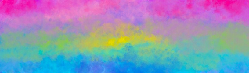 Colorful watercolor background with bright rainbow colors of pink blue yellow and purple