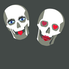 creative image of lovers in the form of a skull