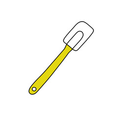 spatula doodle icon, vector color line illustration