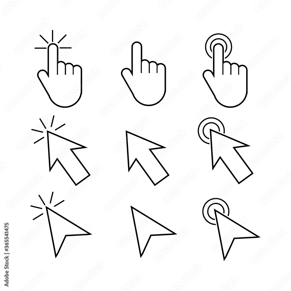 Poster set of cursor icon click vector illustration design collection