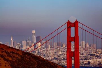 Papier Peint photo Pont du Golden Gate Golden Gate Bridge with Full Moon, San Francisco