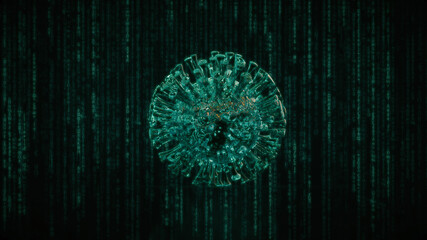 CORONAVIRUS COVID-19 / SARS-CoV2 Virus solo beleuchtet vor dunklem Hintergrund | 3D Render Illustration