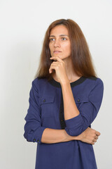 Portrait of young beautiful businesswoman with brown hair