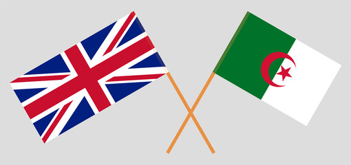 Crossed flags of Algeria and the UK