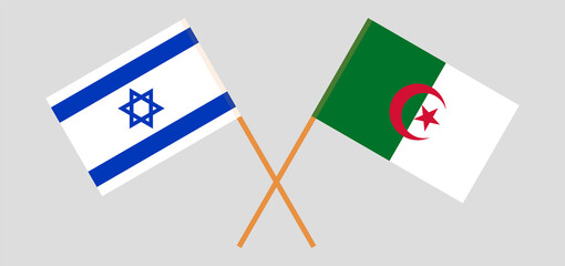 Crossed flags of Algeria and Israel
