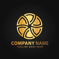 3D Gold Circle Lotus Flower Luxury Logos Design Vector Illustration Template