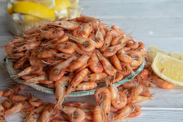 fresh shrimps on the plate