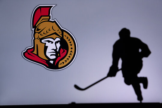 TORONTO, CANADA, 17. JULY: Ottawa Senators Concept photo. silhouette of profesiional NHL hockey player