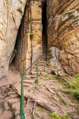 Stone stairs going through mountain