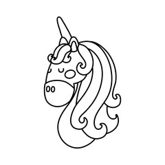 cute unicorn head line style icon