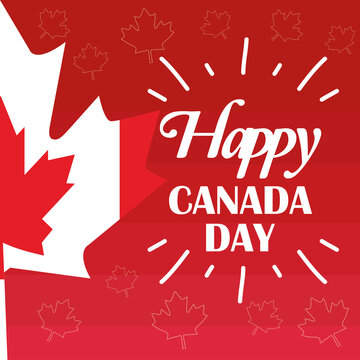 Happy Canada day card with a maple leaf - Vector