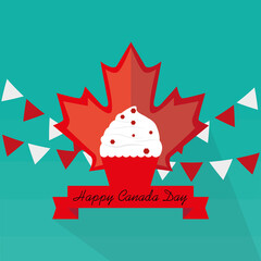 Happy Canada day card with a maple leaf - Vector