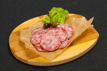 Spanish Salchichon sausage with salad