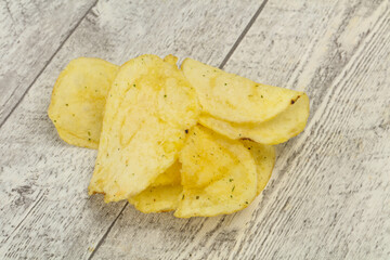 Natural potato salted chips heap