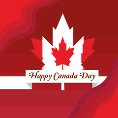 Happy Canada day card with a maple leaf - Vector