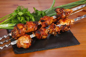 Chicken shashlik kebab on the sticks