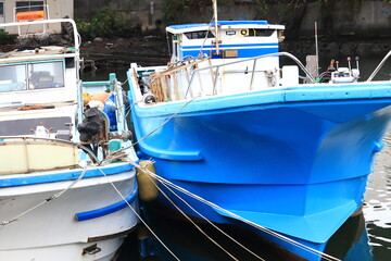 Fototapeta na wymiar 船着き場に停泊中の漁船