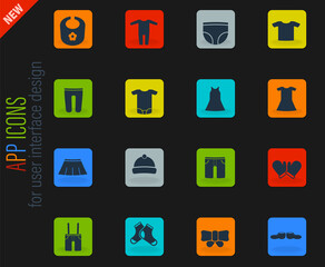 Baby clothes simply icons