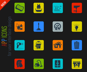 cleaning company icon set