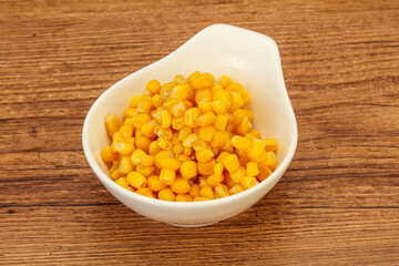 Sweet corn seeds in the bowl