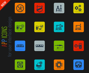 computer repair icon set