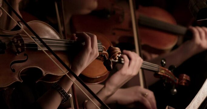 Stock video footage Symphony Orchestra violins