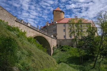 Fototapeta premium Veveri Castle, a ducal and royal castle, located on Svratka river, 12 km northwest of Brno city center, South Moravia, Czech Republic
