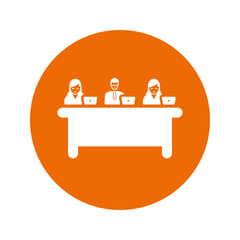 Office, workplace icon / orange color