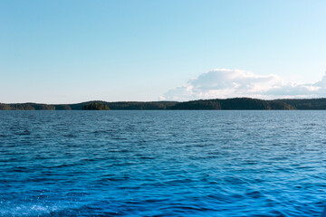 Fototapeta premium Ladoga Lake with Stone Embankment in Sortavala