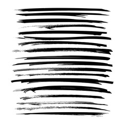 Abstract black long strokes big set isolated on white backckground