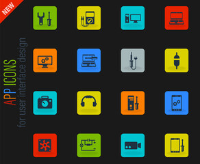 electronics repair icon set