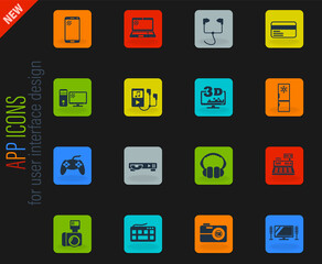 electronics supermarket icon set