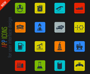 extraction of oil icon set