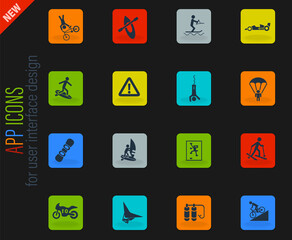 extreme sport icon set