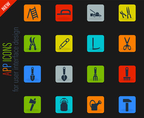 garden tools icon set