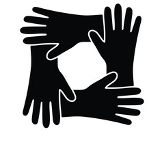 Teamwork, work together black icon