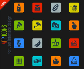 grocery store icon set